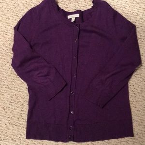 Purple cardigan with 3/4 sleeves